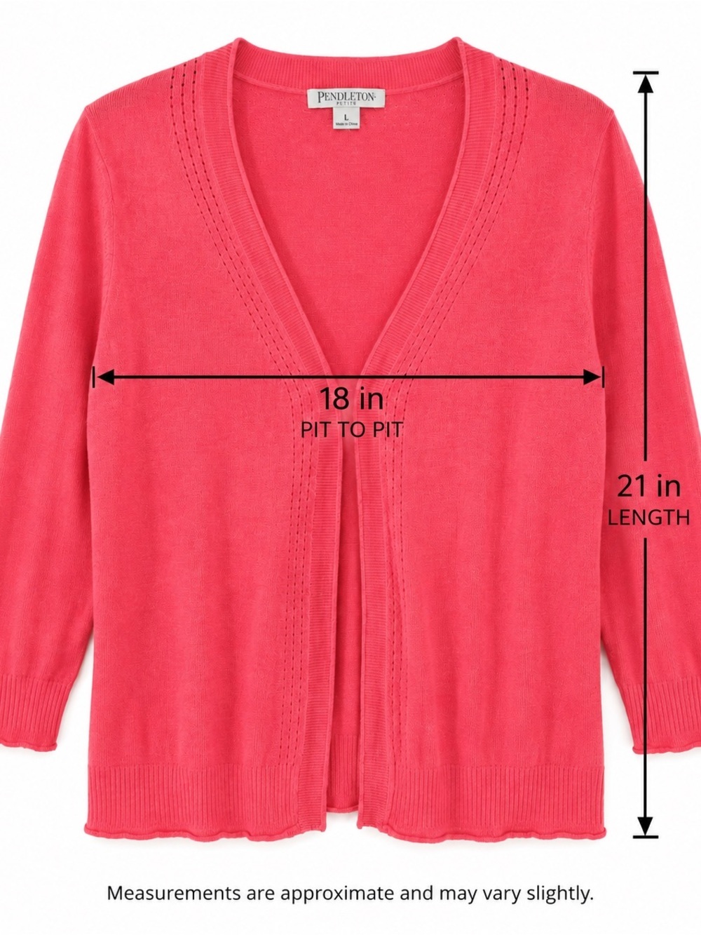 Pendleton Petite Linen Cotton Cardigan Sweater Pink Open Front Women’s L - Picture 4 of 7